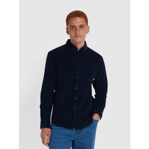 Farah Men's Navy True Spencer Ls Button Down Shirt Medium