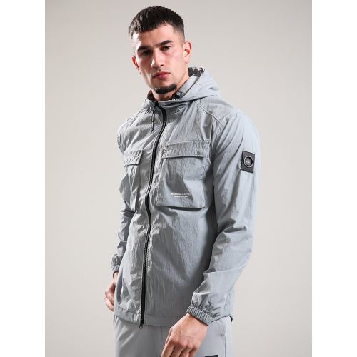 Marshall Artist Mens Monument Grey Crux Hooded Overshirt