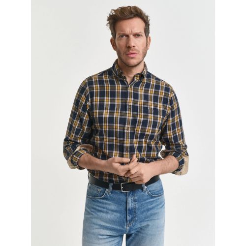 Gant Men's Blue Evening Regular Fit Checked Windblown Flannel Shirt