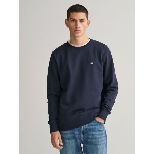 Gant Men's Blue Evening Shield Crew Neck Sweatshirt