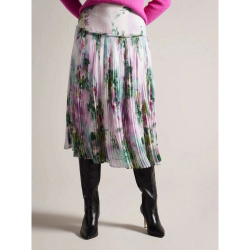 Ted Baker Women's Grey Printed Pleated Skirt