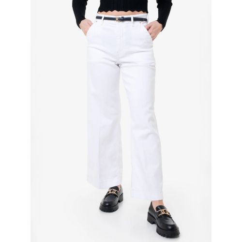 Guess Women's White The Soda Dakota Cropped Wide-Leg Jean