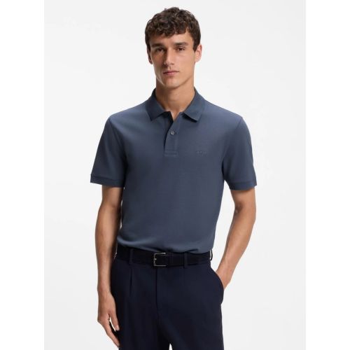 Boss Men's Blue Dark Pallas Short Sleeve Polo Shirt