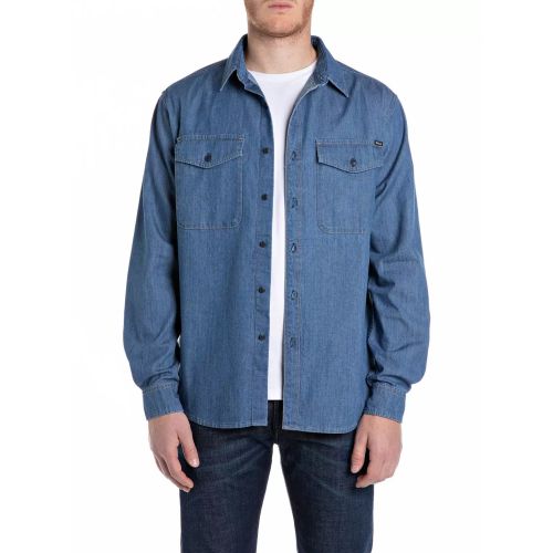 Replay Men's Blue Denim Shirt Medium