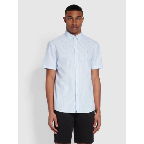 Farah Men's Blue Sky Brewer Striped Shirt