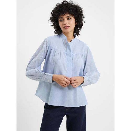 French Connection Women's Blue Violet Storm White Rhodes Stripe Poplin Shirt