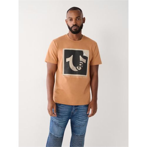 True Religion Men's Brown Acorn Horseshoe Logo T-Shirt