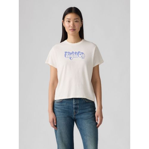 Levis Women's Beige Levi's Right On Egret Graphic Print Classic T-Shirt