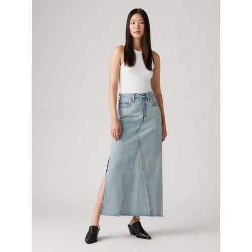 Levis Women's Blue Levi's Not In The Mood Stone Iconic Long Slit Skirt