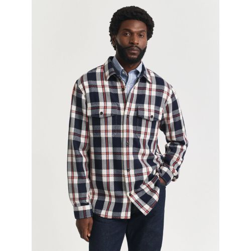 Gant Men's Blue Evening Checked Heavy Twill Overshirt