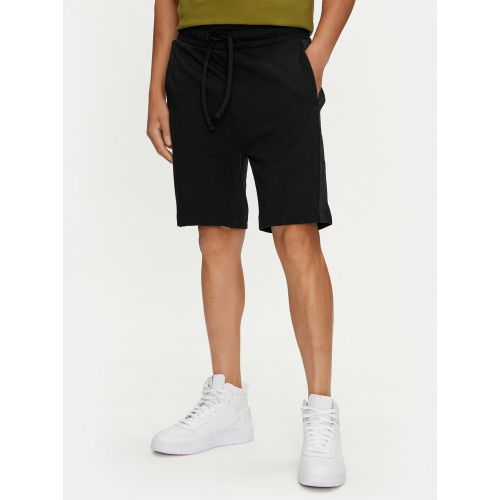 Hugo Men's Black Cotton Terry Tonal Logo Short