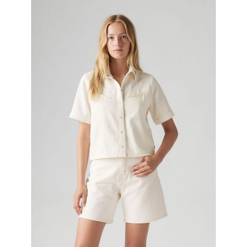 Levis Women's White Levi's Seeded State Rinoa Camp Shirt