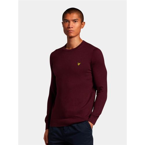 Lyle And Scott Men's Red Burgundy Cotton Merino Crew Jumper
