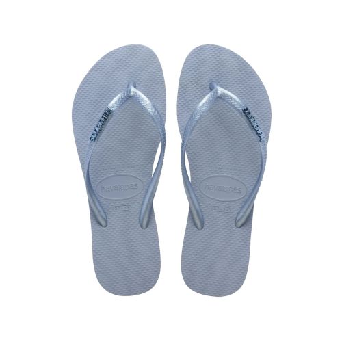 Havaianas Women's Blue Metallic Logo Slim Flip Flop