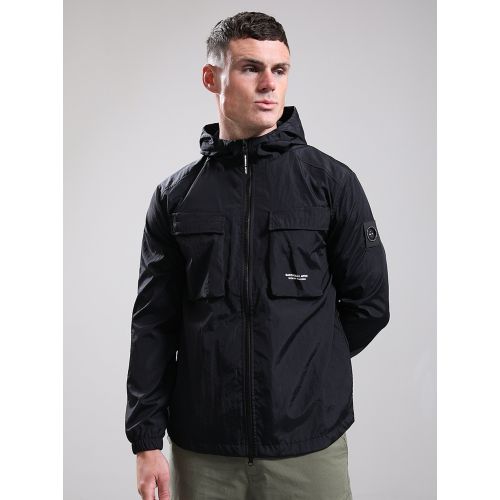 Marshall Artist Mens Black Crux Hooded Overshirt