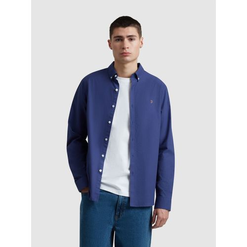 Farah Men's Blue Sigil Brewer Long Sleeve Shirt