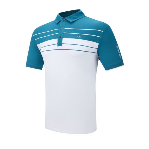 Calvin Klein Men's White Printed Chest Stripe Polo Shirt