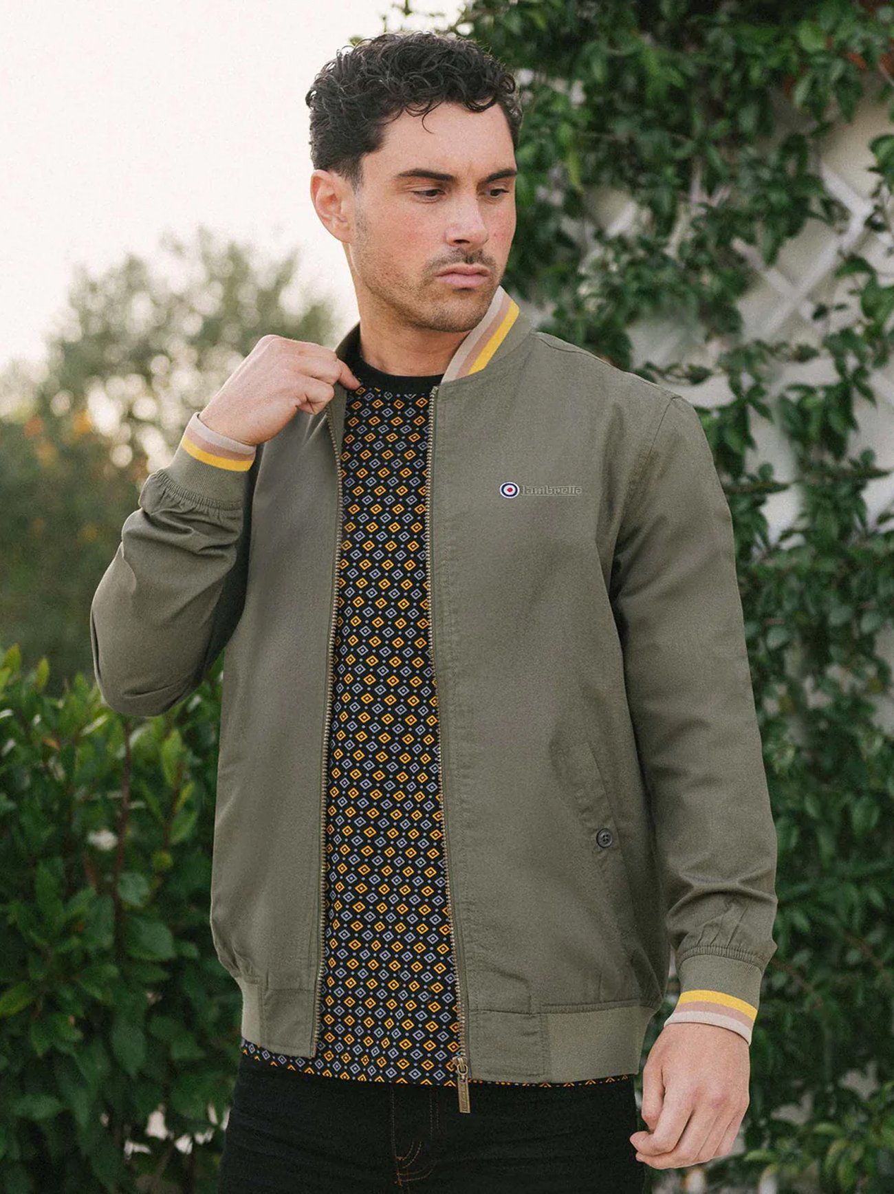 Lambretta Mens Khaki Triple Tipped Monkey Jacket | Designerwear