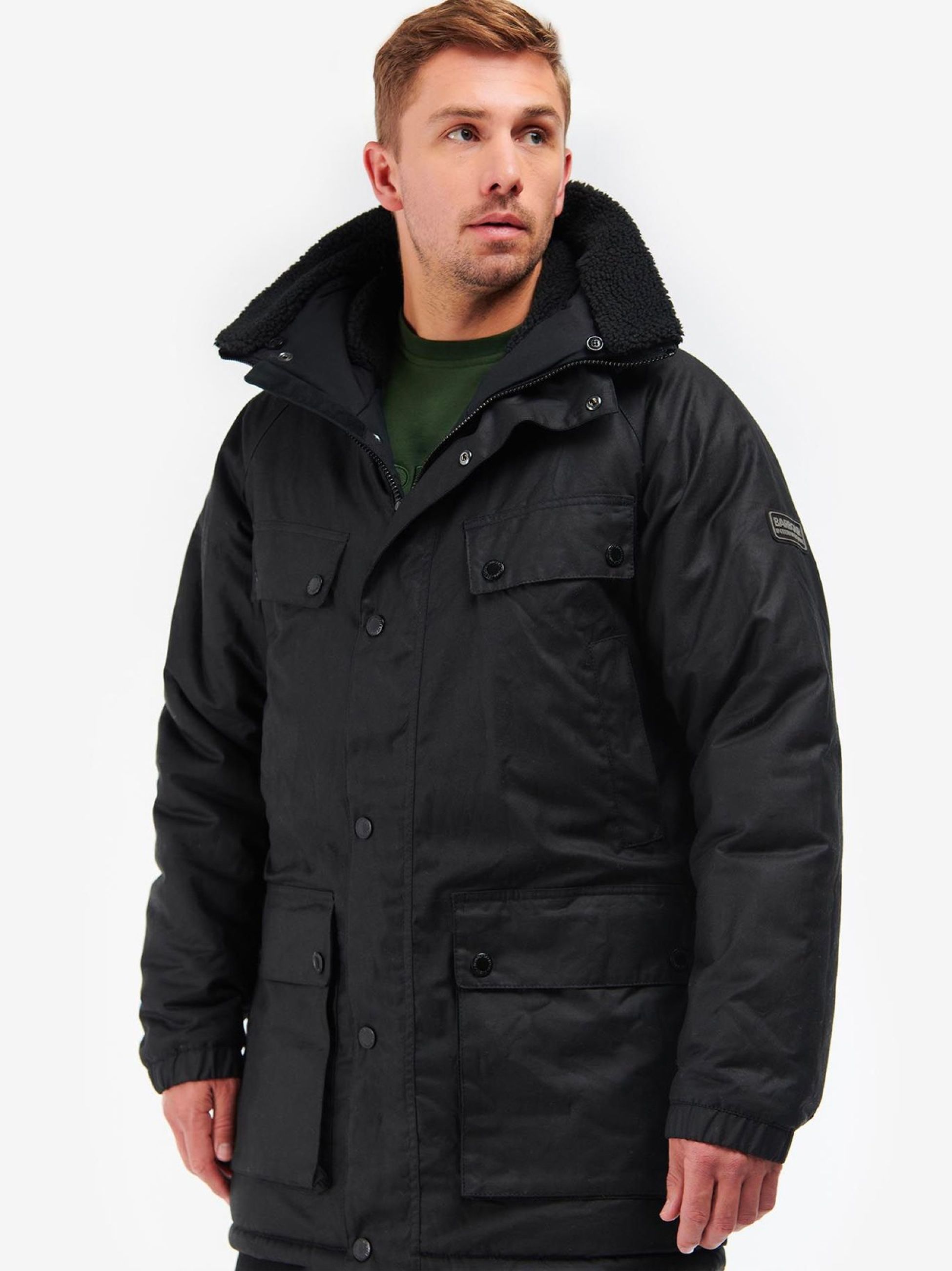 Barbour International Black Duke Parka Wax Jacket | Designerwear