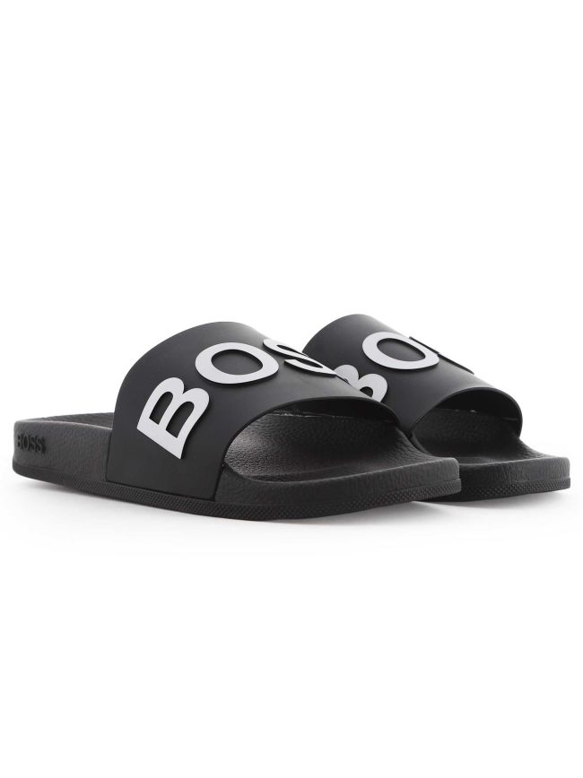 BOSS Charcoal Logo Bay Slides