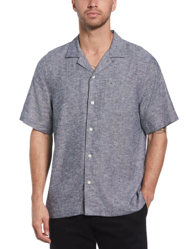 Dark Sapphire Short Sleeve Camp Linen Ecovero Shirt