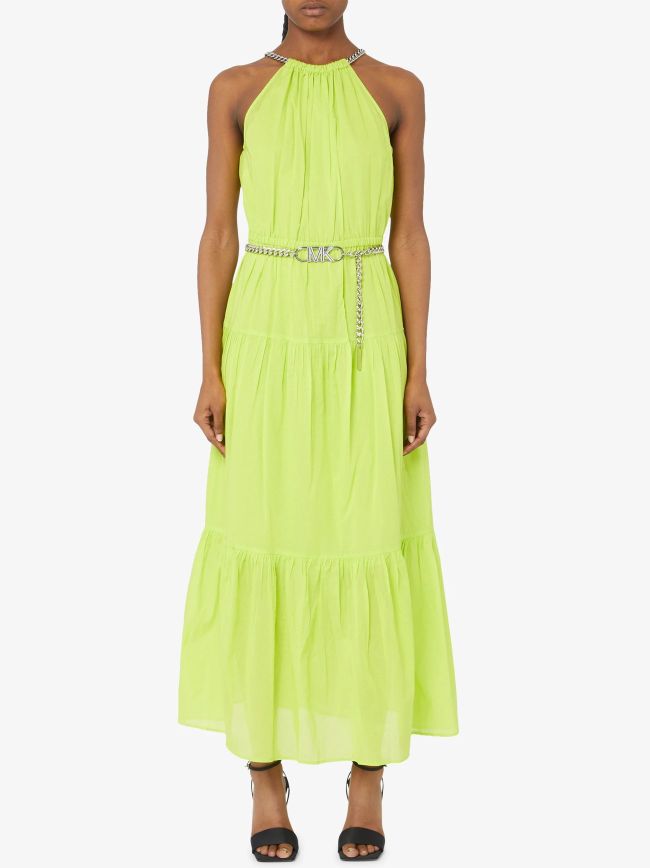 Bright Limeade Chain Halter Midi Dress