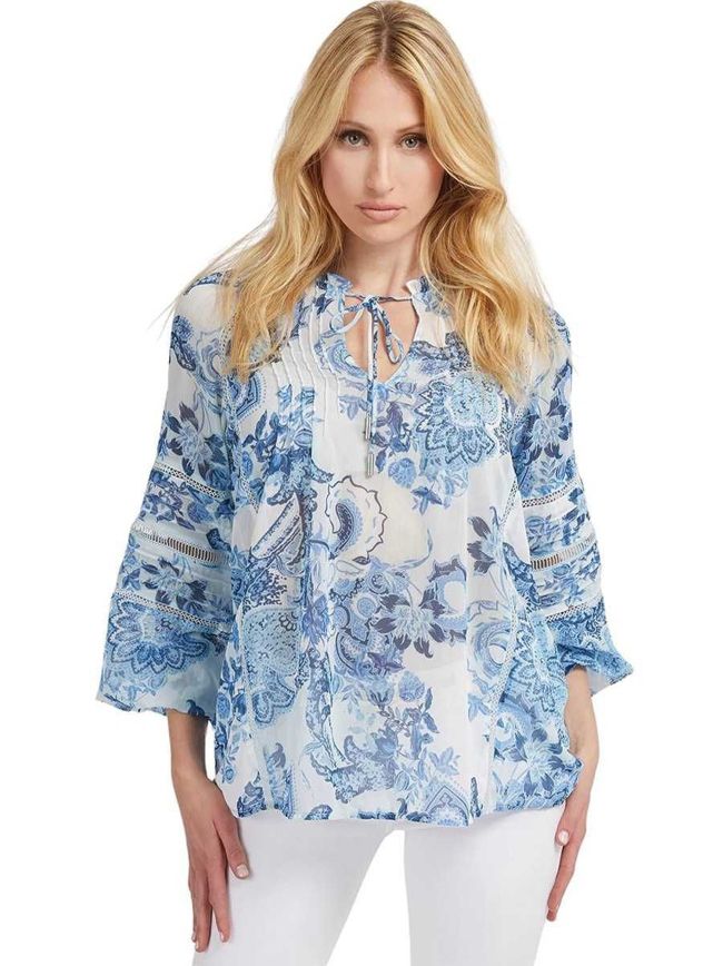 Collectibles Gilda Long Sleeve Trim Blouse