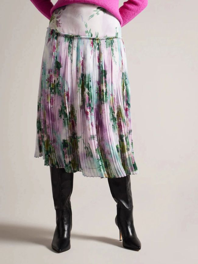 Printed Pleated Skirt