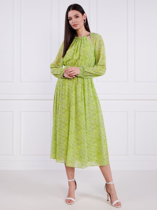 Bright Limeade Zebra Print Midi Dress