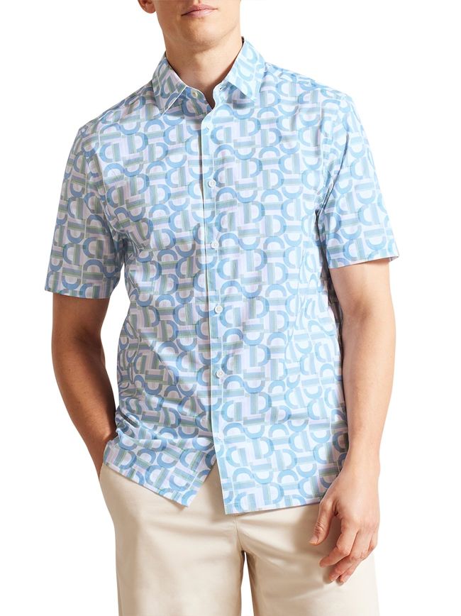 Pale Short Sleeve Branded Geo Shirt