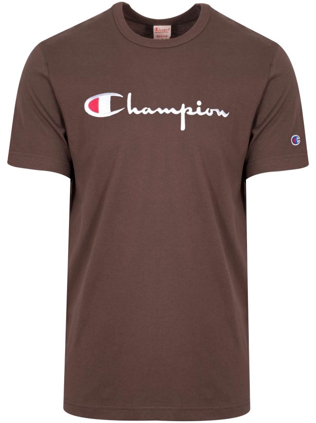 Reverse Weave Aubergine Big Script T Shirt
