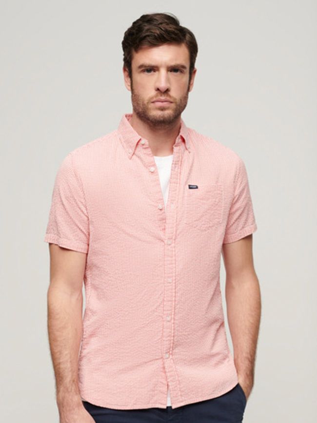 Gingham Seersucker Short Sleeve Shirt