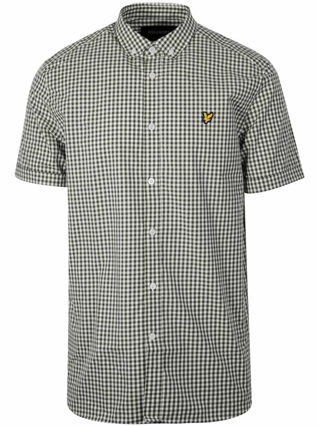 Green Gingham Short Sleeve Shirt