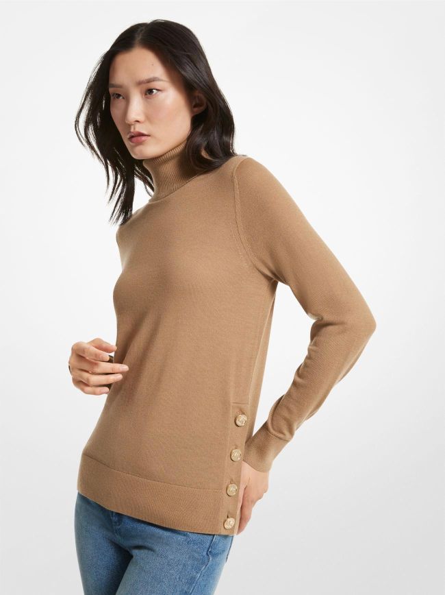 Dark Merino Button Slit Jumper