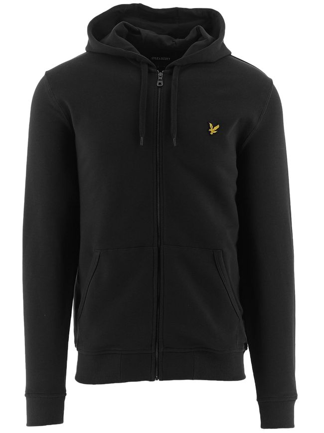 Jet Black Zip Through Hoodie
