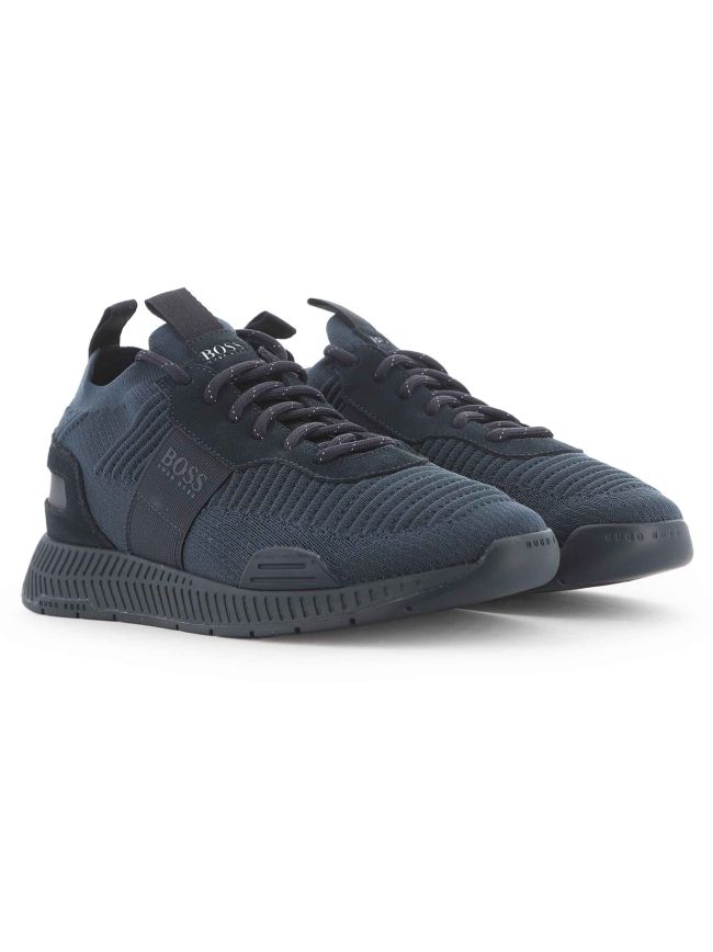 Dark Blue Titanium Runn Sock Trainers