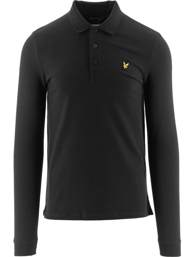Jet Black Long Sleeve Polo Shirt