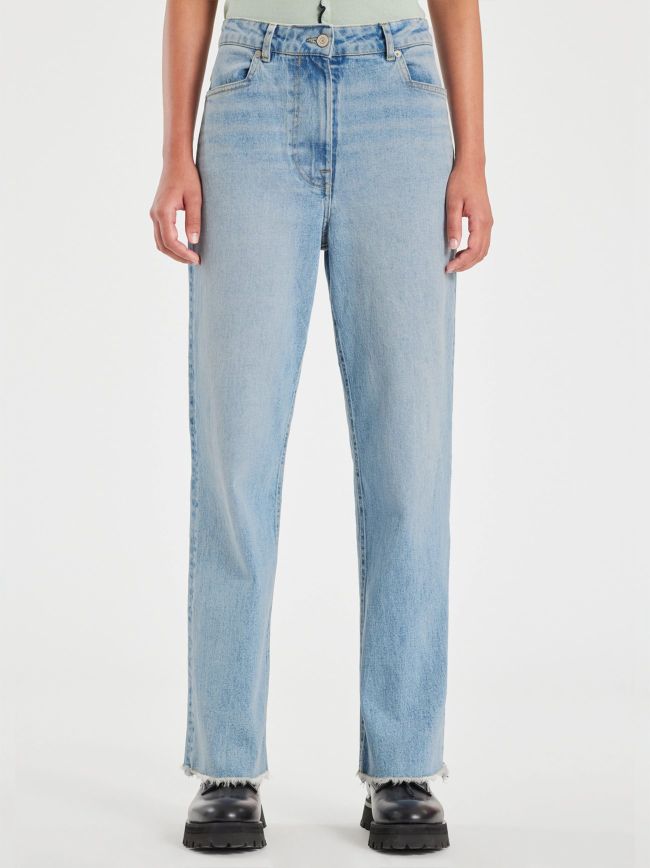 Light Base Raw Hem Straight Leg Jean