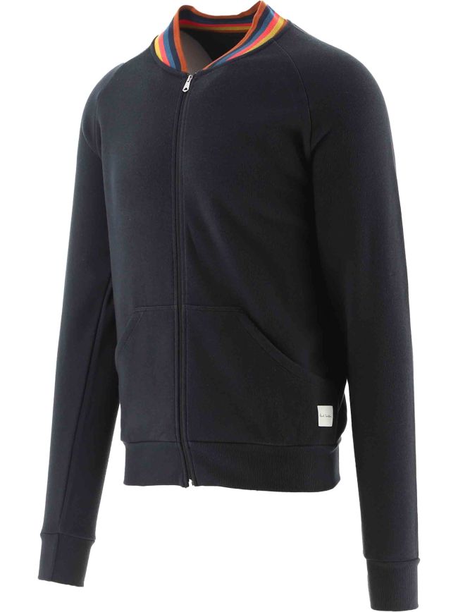 Long Sleeve Stripe Collar Zip Top