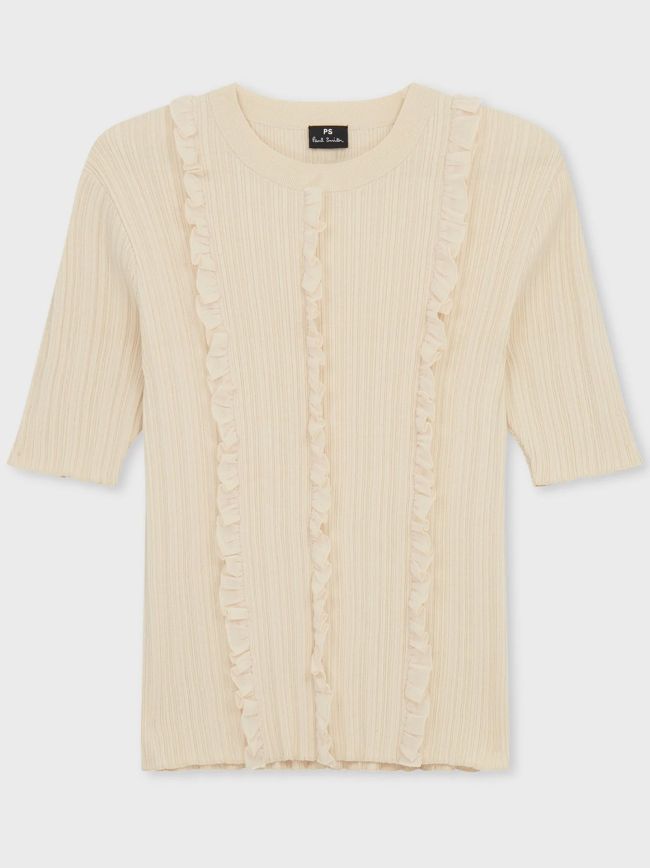 Ice White Knitted Short Sleeve Top