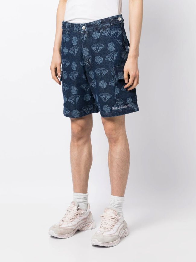Diamonds &amp Dollars Printed Denim Shorts