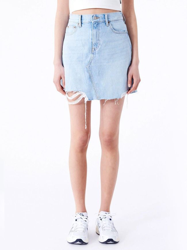 Stream Light Trashed Hem Echo Skirt