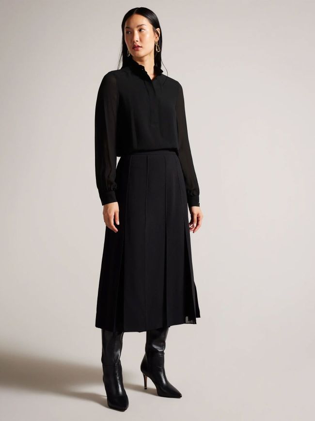 Half Placket Stand Collar Blouse