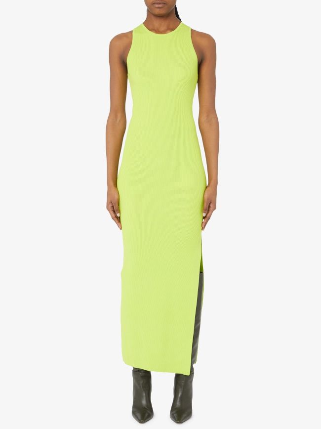 Bright Limeade Side Slit Maxi Dress